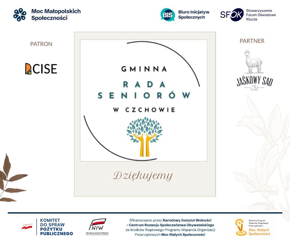 Sfinansowano przez @mocmalopolskichspolecznosci @fundacjaBIS @StowarzyszenieForumOswiatoweKlucze ze środków @narodowyinstytutwolnosci w ramach #MocMałychSpołeczności